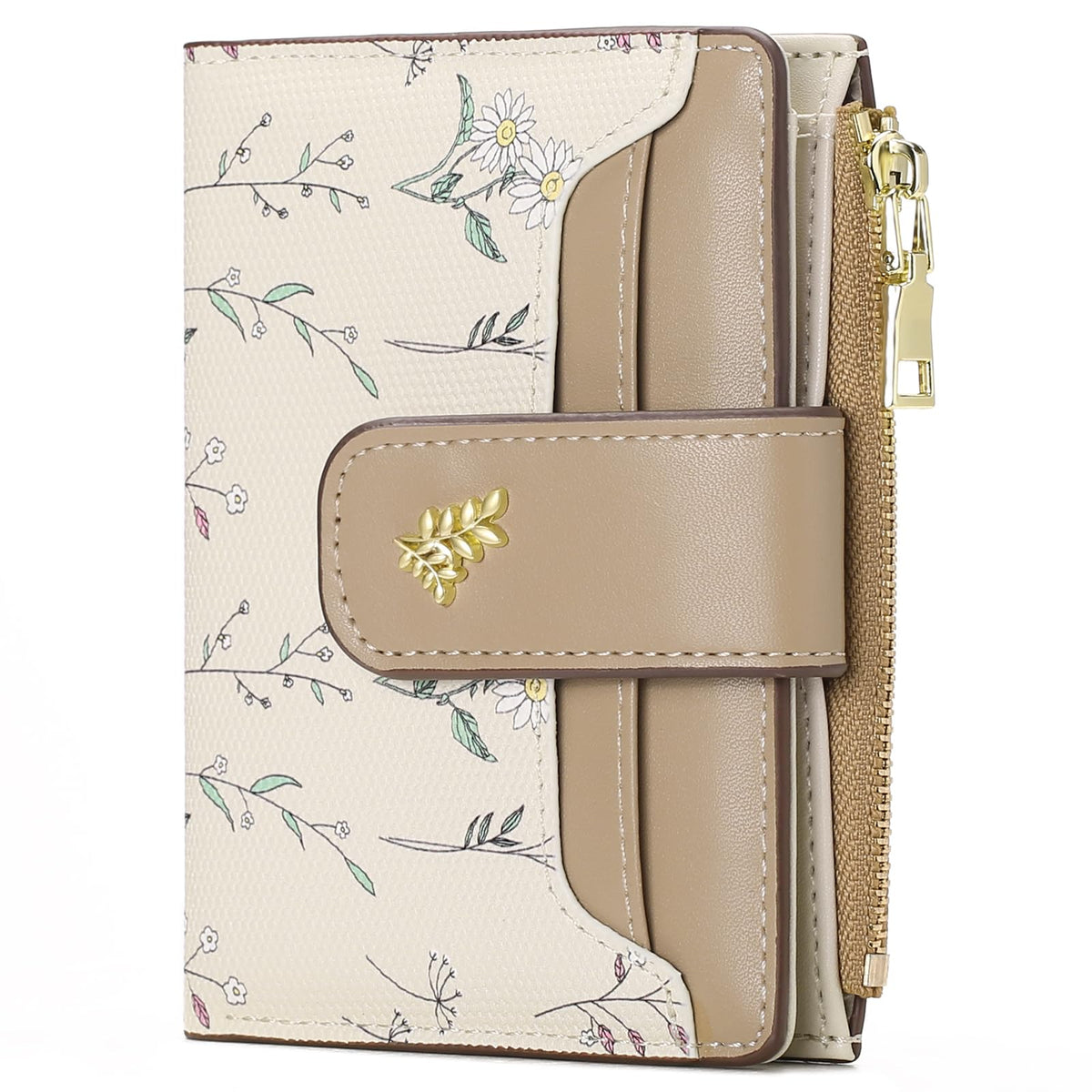 GAEKEAO Small Wallets for Women RFID Blocking Leather Bifold Zipper Pocket Wallet Credit Card Holder with ID Window