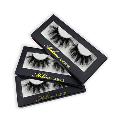 Mink Lashes Mikiwi Eyelashes, 5D Super Fluffy Long Dramatic Eyelashes, Thick HandMade Full Strip Lashes, Cruelty-Free Lash 20-22MM