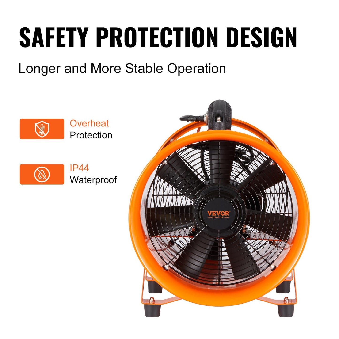 VEVOR Air Mover Blower Fan 12 Inch, 3198CFM 585W with 16.4ft Flexible Duct, Industrial Portable Ventilator Blower/Exhaust