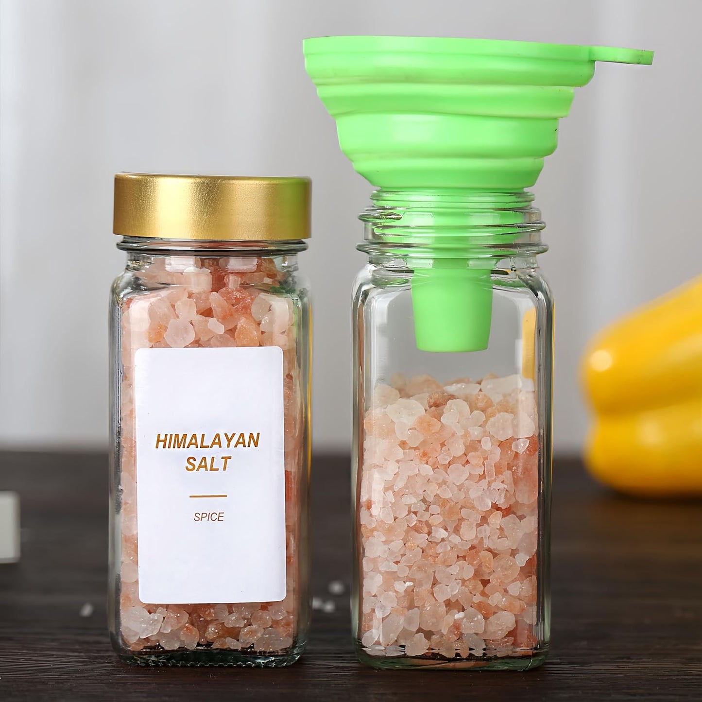 JARXSUN Glass Spice Jars with Label, 24Pcs Spice Jars with Shaker Lids-4 oz Gold Spice Seasoning Jars Bottles Containers Set for Spice Rack (24)