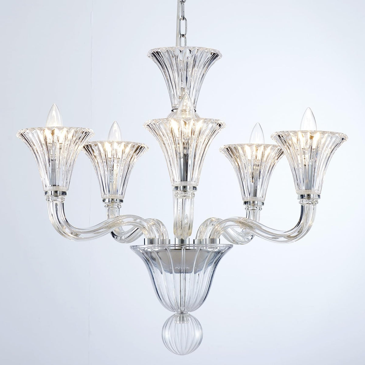 Saint Mossi 5 Light Crystal Chandelier, Modern Dining Room Light Fixture, Clear Crystal Pendant Light for Bathroom Bedroom Livingroom, D19xW19xH23, E12 Socket