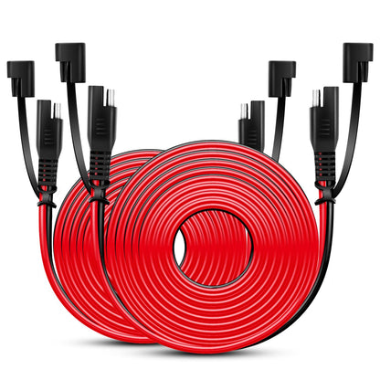 Nilight 2PCS 12FT SAE to SAE Extension Cable 16AWG 2 Pin Wire Cord Harness with 12V-24V DC Quick Connect Disconnect Connector with Dust Cap