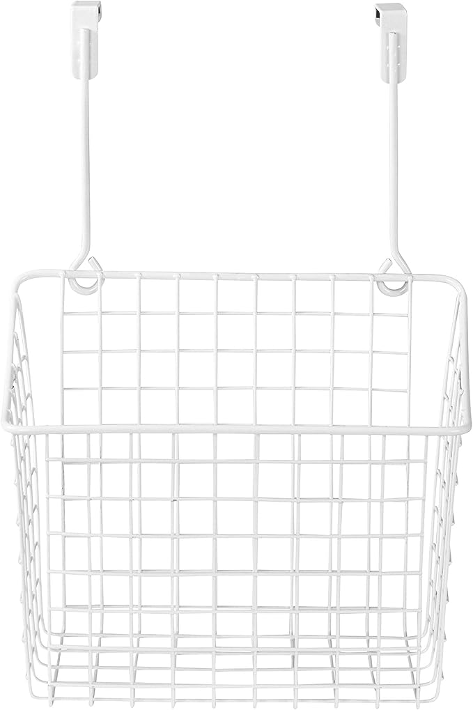 Spectrum Large Over Cabinet Door Organizer White Wire Storage Basket