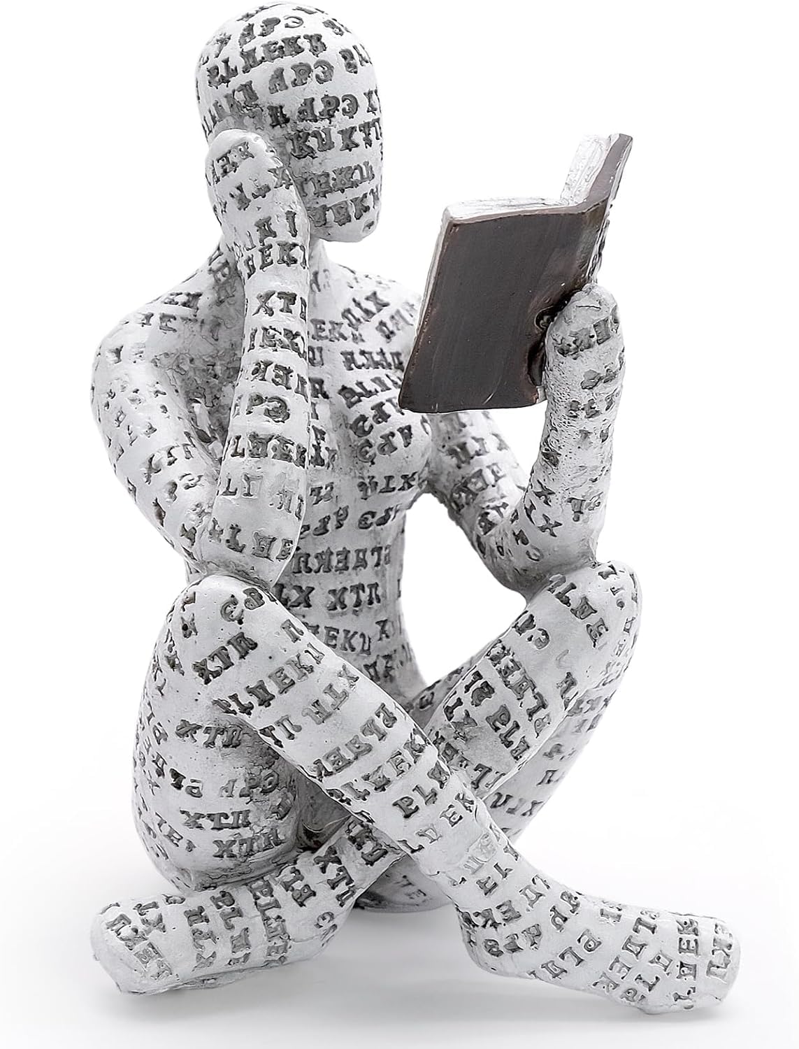 inheming Reading Figurine Bookshelf Decor, Creative Abstract Thinker Statue, Home Office Modern Shelf Desk Book Decoration