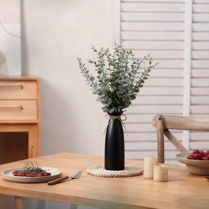 Shanranplus Vase with Greenery, 20pcs Artificial Eucalyptus Stems in Black Vase, Fake Plant Home Decor, 19" Decorative Faux Plants for Home Farmhouse Mantle Centerpiece Decor