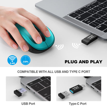 WisFox 2.4G Wireless Mouse for Laptop, Ergonomic Computer Mouse with USB Receiver and 3 Adjustable Levels, 6 Button Wireless Mice for Windows Mac PC Notebook (Grey)