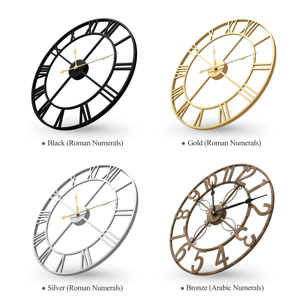 Cuspin Large Wall Clock for Living Room Decor, 30 Inch Wall Clock Battery-Operated Silent Non Ticking, Modern Black Decorative Metal Clock with Arabic Numerals