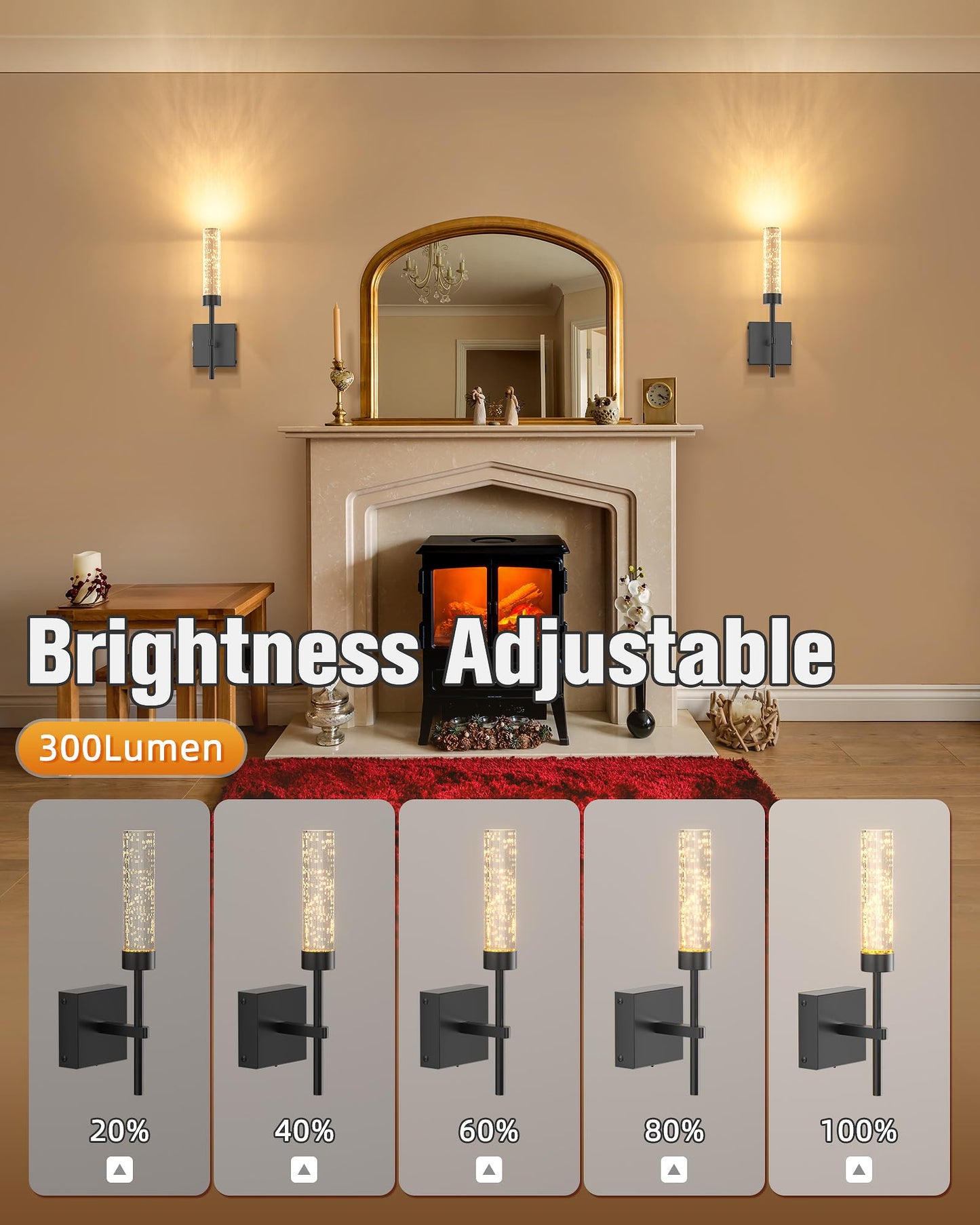 NIORSUN Crystal-Inspired Bubble Wireless Wall Sconces, 10000mAh Battery Operated Wall Sconces Set of 2, 3 Color Temps Rechargeable Wall Lights with Remote, Dimmable Wall Lamp for Living Room Bedroom