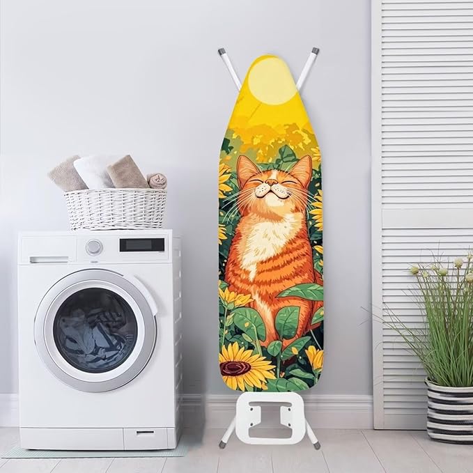 Ironing Board Cover, Cat Sunflower 15x54 Inch Standard Ironing Board Cover