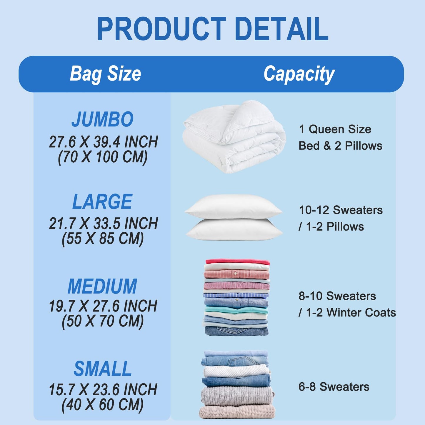Fygrip Vacuum Storage Bags with Hand Pump, Plastic Packaging Bags, 80% Space Saver Vacuum Seal Bags for Clothing, Travel Lugggage, Blankets, Comforters, 10 Jumbo