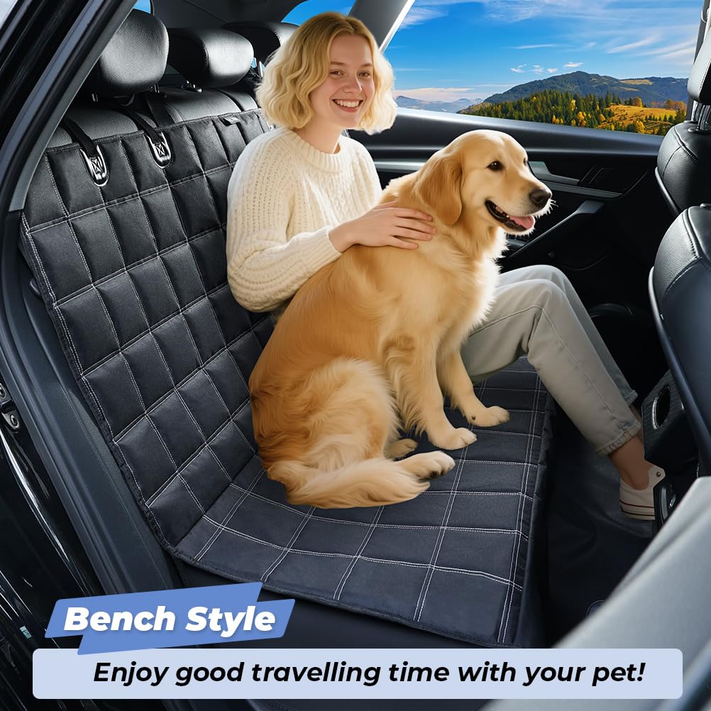 KYG 4-in-1 Waterproof & Scratch Proof & Nonslip Seat Cover Dog Hammock for Car Back Seat with Seat Anchors, Machine Washable, Durable, Dog Car Hammock Universal fits Cars Trucks SUV 135x147cm