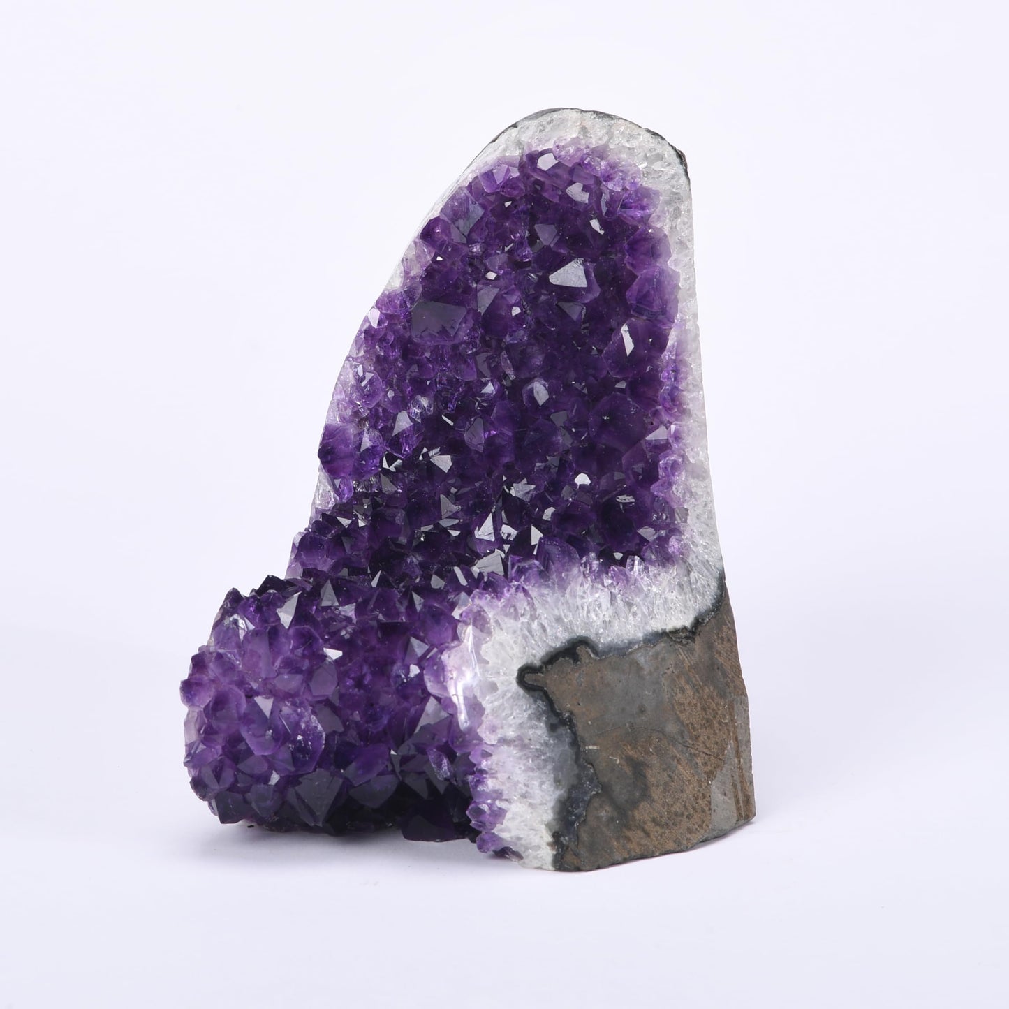 Premium Amethyst Geode Stone Large Crystal Cluster [2 to 2.5 lb.] - Each Piece is Unique & Natural - Real Raw Healing Crystal Rock from Uruguay - Deep Purple Decoration - FREE Selenite Wand