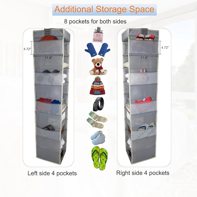 Large-Sized Hanging Shoe Organizer 10-Shelf, Sturdy Hanging Closet Organizer