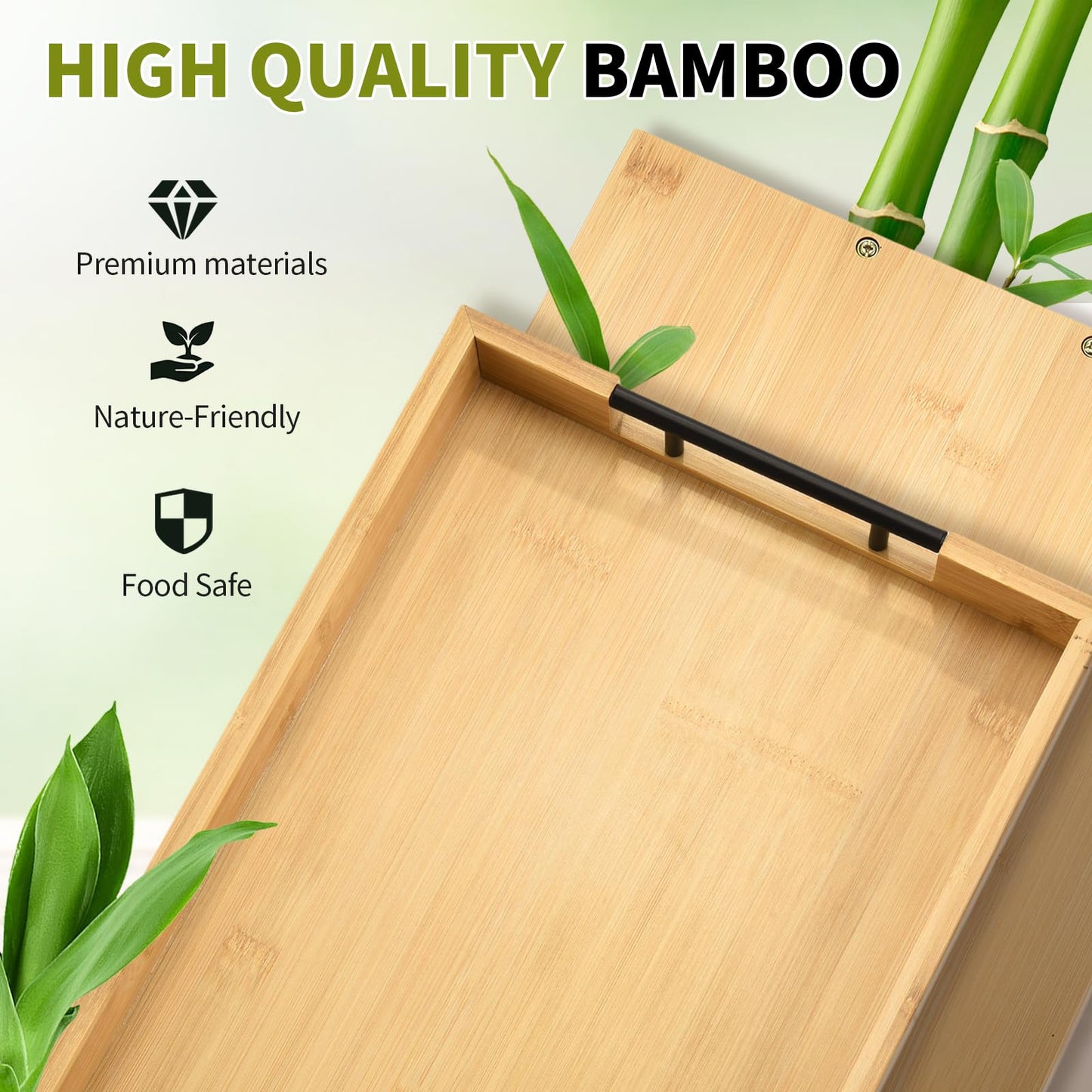 GLOKUUCA Large Charcuterie Board with Handles, 32 x 12 Inch Foldable Bamboo Serving Cheese Boards - Serving Platter for Meat, Party Appetizers, Outdoor & Fruit