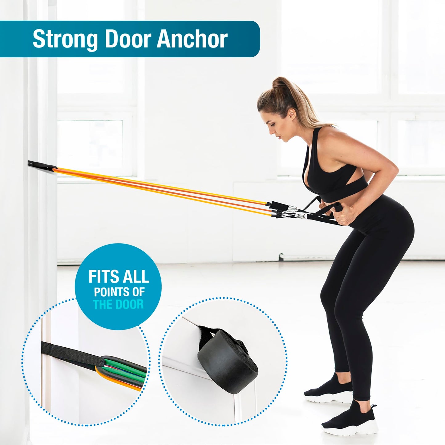 Beenax Resistance Bands Set with Handles - Heavy Duty 12pcs Exercise Bands, Up to 100/150/200/250 LBS - Fitness Training Tubes for Home, Gym, Physio - Handles, Ankle Straps, Door Anchor, Carry Bag