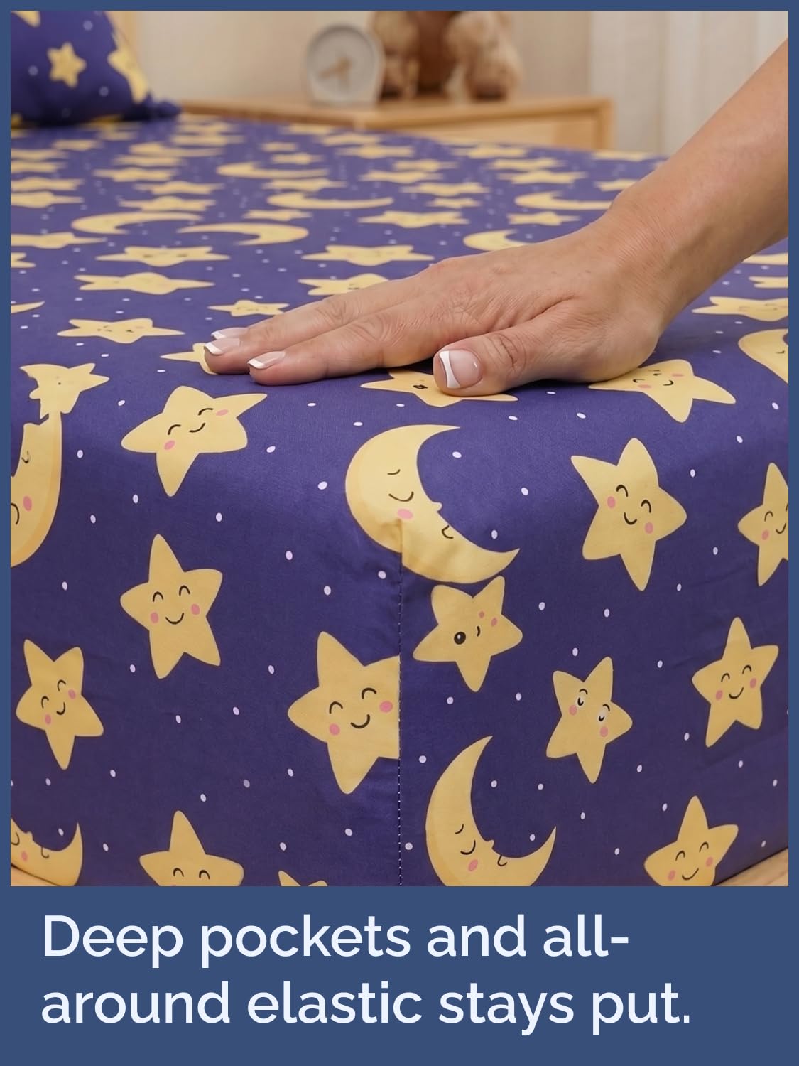 CGK Unlimited Kids Twinkle Stars Full 4 Piece Sheet Set - Boys, Girls, Teens, Toddler - Easy Fit Deep Pockets - Soft, Cooling & Breathable Sheets - Cute, Cozy, Fade & Wrinkle Free - Machine Washable