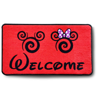 J.Ehonace Cartoon Mouse Rugs - Non-Slip Mickey Cartoon Welcome Mat, Cute Minnie Rug Indoor Entrance Doormat Livingroom Home Decor Door Mats, 17" x 30" (Red)