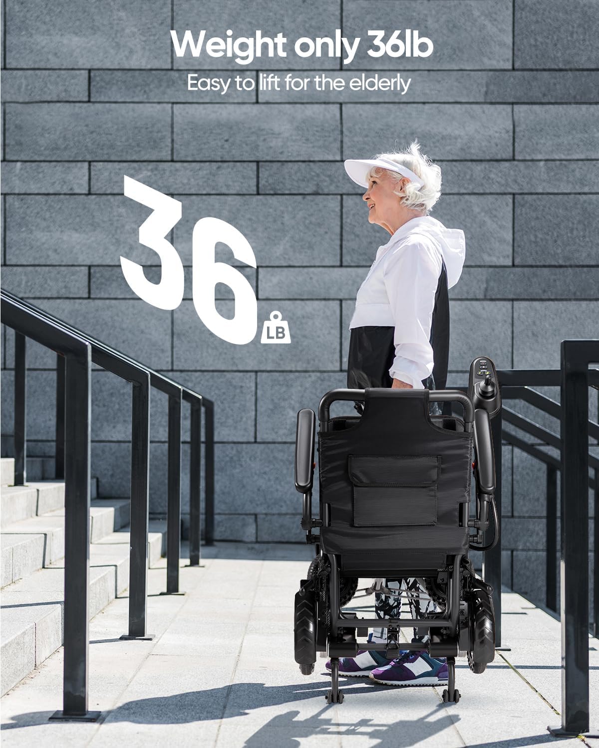 Upgrade VERPAL 36lbs Lightweight Electric Wheelchair for Adults, Foldable Electric Wheelchair for Travel, Air Transport, 360W Power Wheelchair for All Terrain, Motorized Mobility Scooters