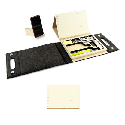 Three by Three Seattle jOTBLOCK Stay Organized On the Go with Our Portable Planner Set: Recycled Felt Case, Adjustable Stand, and Dual-Purpose Split Pad, Includes Additional Pad Refill 50 Sheets