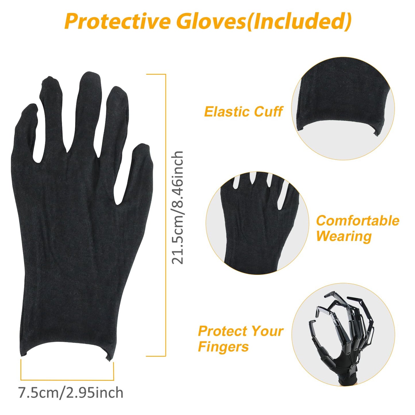 Halloween Articulated Fingers with Protective Gloves, Articulated Finger Extensions, Finger Claw with Protective Gloves, Scary and Flexible Skeleton Claws Hands, Halloween Props for Any Costume, Black