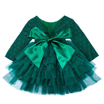 Cilucu Baby Girls Dress Toddler Kids Party Dress Tutu Pageant Lace Dresses Gown for Flower Girl Baby Birthday Long Sleeve Christmas Halloween Dress Mermaid Green 6 Months-12 Months