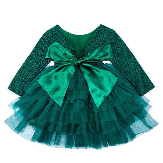 Cilucu Baby Girls Dress Toddler Kids Party Dress Tutu Pageant Lace Dresses Gown for Flower Girl Baby Birthday Long Sleeve Christmas Halloween Dress Mermaid Green 6 Months-12 Months