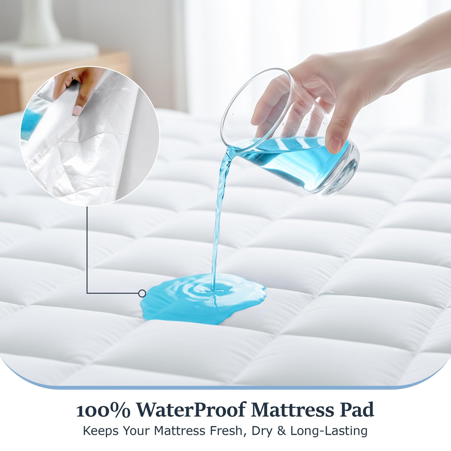 LUX Décor Full Size Mattress Pad - Quilted Elastic Fitted Mattress Cover Protector Upto 16 Inches Deep Pocket - Soft Breathable Noiseless Mattress Topper (54 X 75)