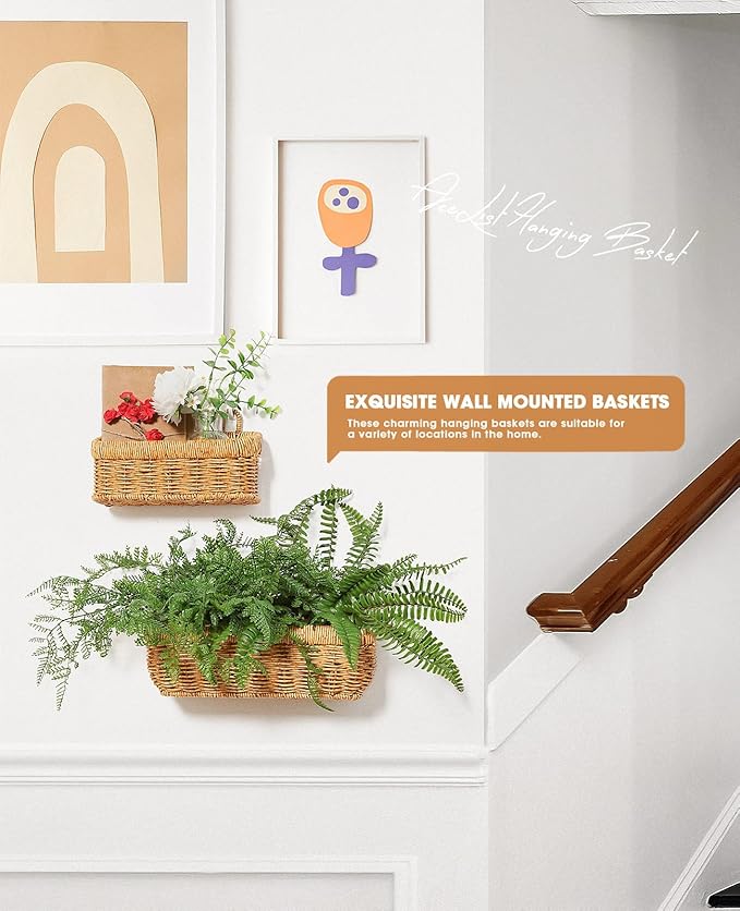 AceList Wall Hanging Basket, Boho Style Hand-Woven Hanging Storage Baskets