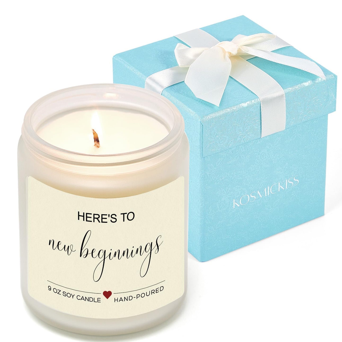 Kosmickiss New Beginnings Gifts for Women, Lavender Scented Candle, New Job, Farewell, Congratulations, Divorce Gifts for Women, Men, Coworkers, Friends