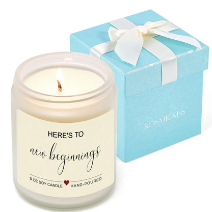 Kosmickiss New Beginnings Gifts for Women, Lavender Scented Candle, New Job, Farewell, Congratulations, Divorce Gifts for Women, Men, Coworkers, Friends