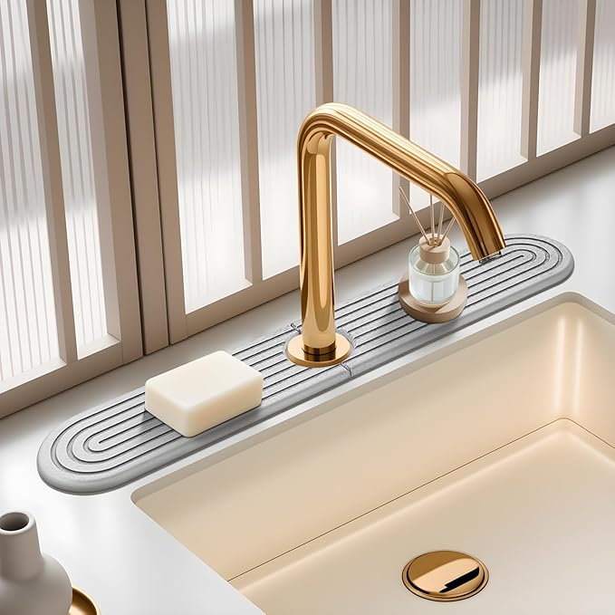 Diatomite Stone Faucet Mat For Kitchen Sink-Absorbent Fast Drying Stone Sink