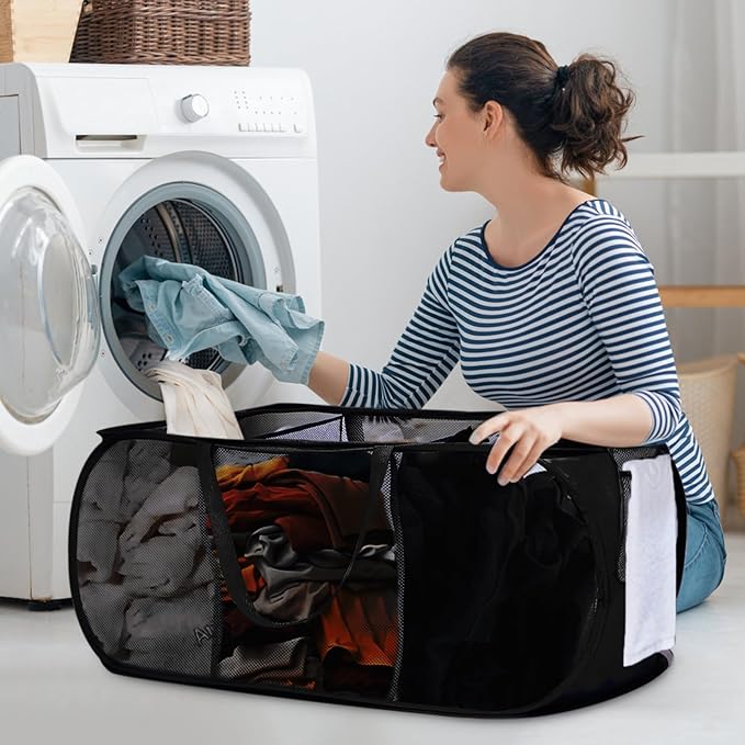 Foldable Laundry Baskets, Collapsible Mesh Laundry Hamper, Durable Pop Up