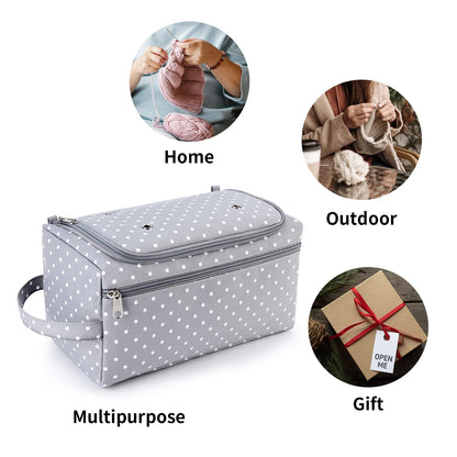 KALIDI Yarn Storage Knitting Bag Yarn Wool Crochet Hook Needles Accessories Organiser Holder Lightweight with Handle Strap