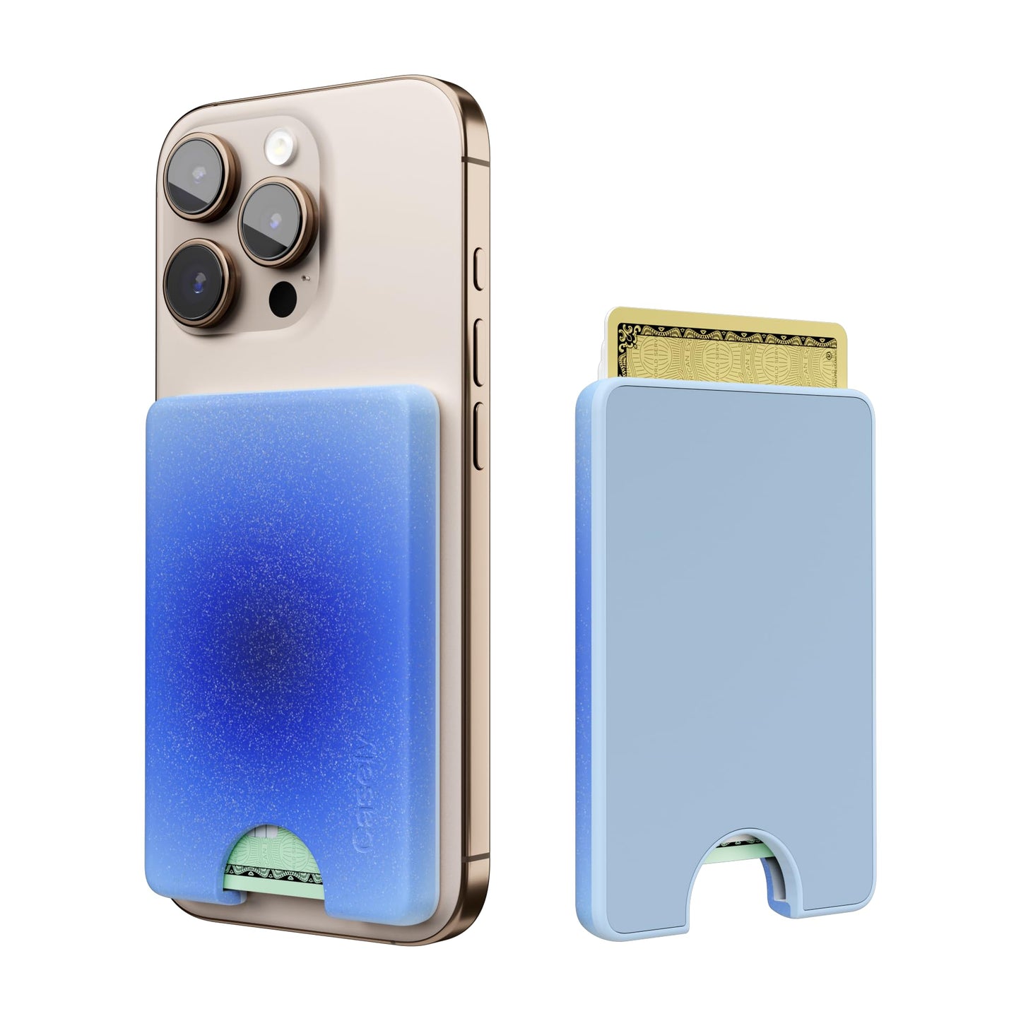 Casely MagWallet | Starfish Wishes | Coral Pink Shimmer | Slim Wallet Card Holder | Compatible with MagSafe | Soft-Touch Hard Silicone | Holds Up to 3 Cards