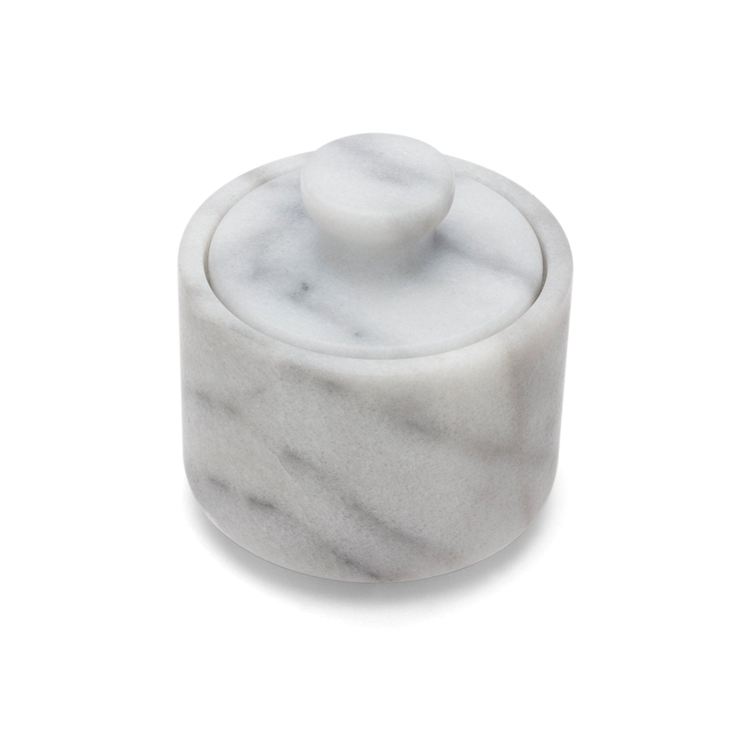 Fox Run Marble Salt Cellar With Lid, 3" x 3" White Salt Holder With Lid