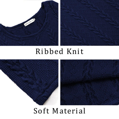 Mansy Womens Knitted Crewneck Sweater Dress Blue Small