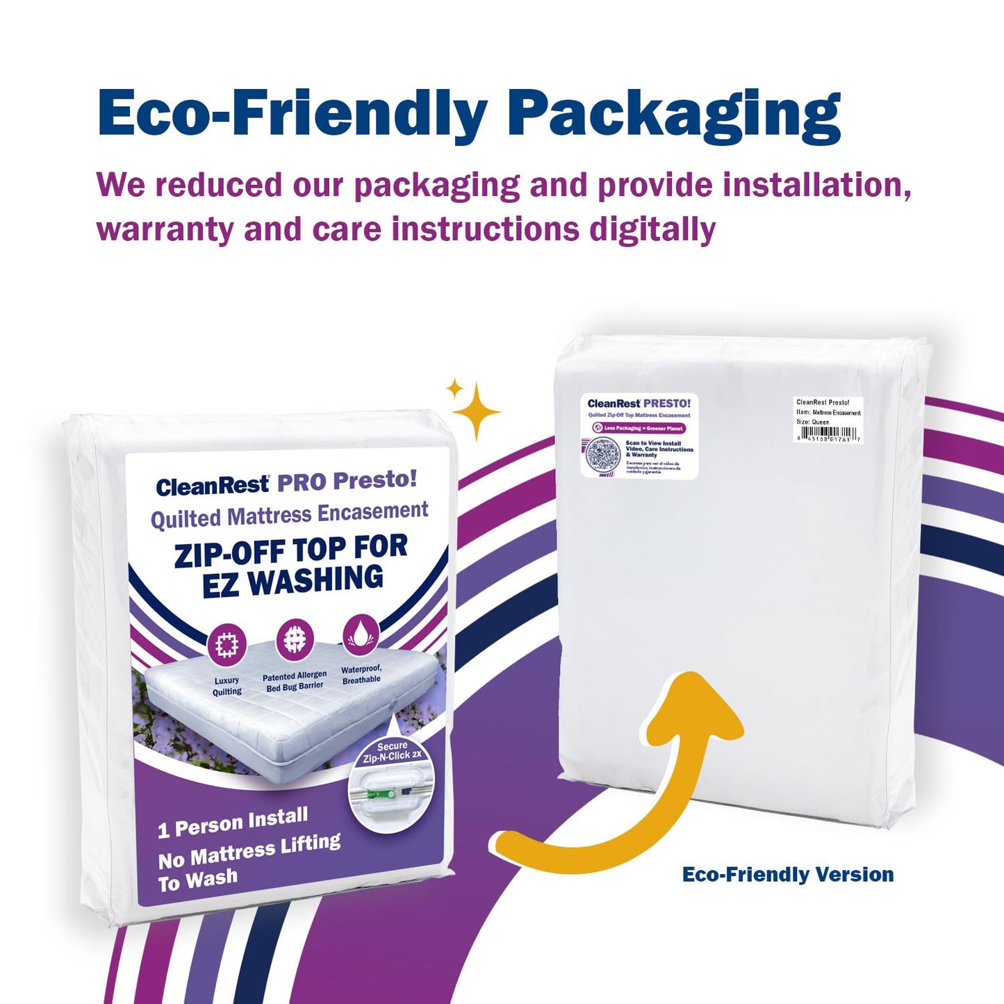 CleanRest PRO Presto! Quilted Zip-Off Top Mattress Encasement Protector for EZ Washing, Cal King Size, Waterproof, Bed Bug, Dust Mite & Allergen Proof - 1 Person Install, No Mattress Lifting to Wash