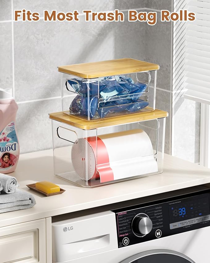 Trash Bag Dispenser 2-Pack, Stackable Trash Bag Holder