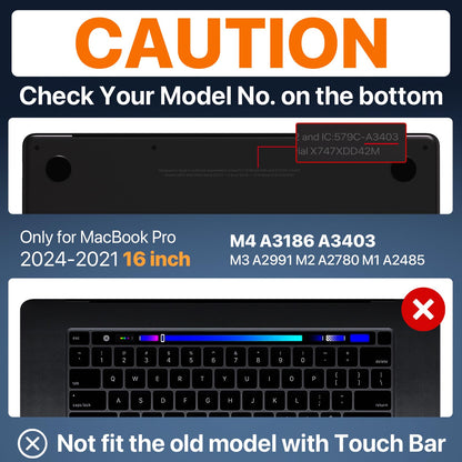 Soonjet Invisible Armor for MacBook Pro 16 inch Case 2024-2021 M4- M1 Pro/Max [Same as Bare] [Scientific Slim] A3403 A3186 A2991 A2780 A2485 Hard Shell Case Cover - Matte Clear (Space Black Clear)