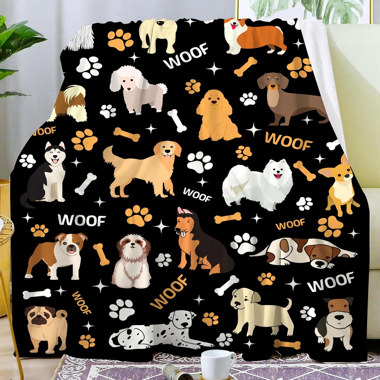 Dog Blanket Puppy Plush Gifts for Girls Women Soft Cozy Flannel Dogs Animal Throw Blanket Bedding Decor Dog Gifts for Dogs Lovers for Kids Adults 50"X40"