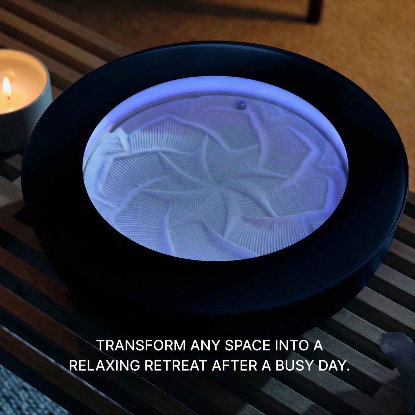 Homedics Drift Sandscape, Perpetual Motion Machine, Zen Garden, Meditation Accessories, Decorative Sandscape, Bluetooth, iOS, Android 21 Inch (Large), Black