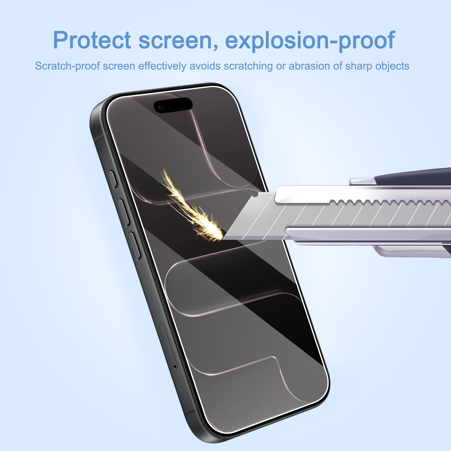 Ailun Screen Protector for iPhone 16 / iPhone 15 / iPhone 15 Pro [6.1 Inch] Display 3 Pack Tempered Glass, Dynamic Island Compatible, Case Friendly [Not for iPhone 16 Pro 6.3 Inch].