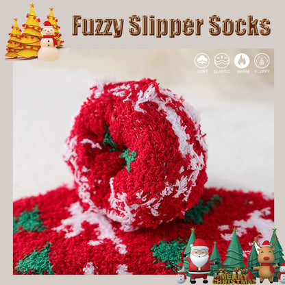 UTTPLL Gift Christmas Socks for Women Men Xmas Winter Fuzzy Socks Cute Funny Printed Fluffy Slipper Sock Set Cozy Warm Calf Dress Socks One Size