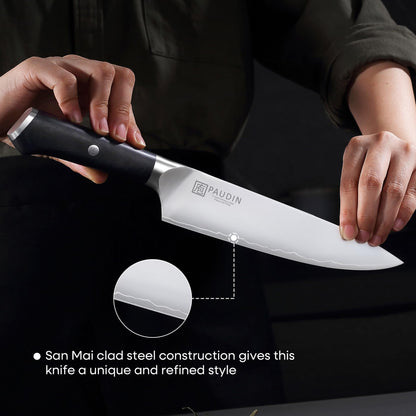 PAUDIN Kitchen Knife Set, 4 Pieces Chef Knife Set, High Carbon Stainless Steel Knife Set, Ultra-Sharp Knives Set for Kitchen with Ergonomic Wooden Handle, Gifts for Men and Women