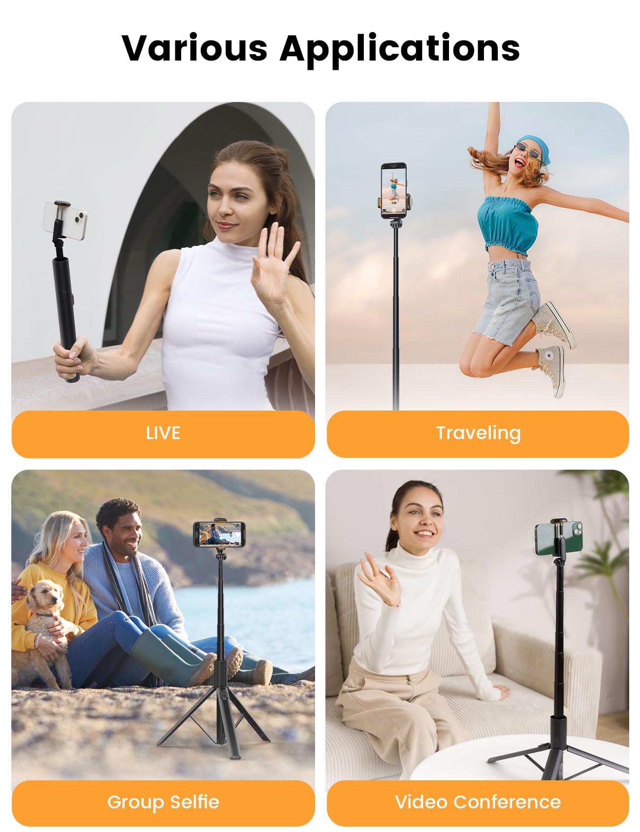 ANXRE 71"/180cm Phone Tripod Monopod, NT79 Extendable Selfie Stick Tripod for Cell Phone＆Camera, Mobile Tripod Stand for Filming, Tripod Stand Holder Compatible with Smartphone Camera
