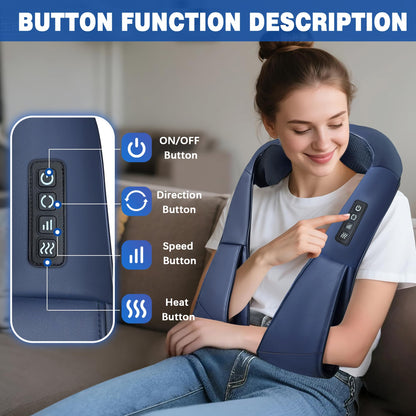 Joyset Shiatsu Neck and Back Massager with Heat,Electric Shoulder Massager for Pain Relief Deep Tissue,3D Kneading Massage with Cloth Cover Easy to Clean Best Gift for Men Women Parents