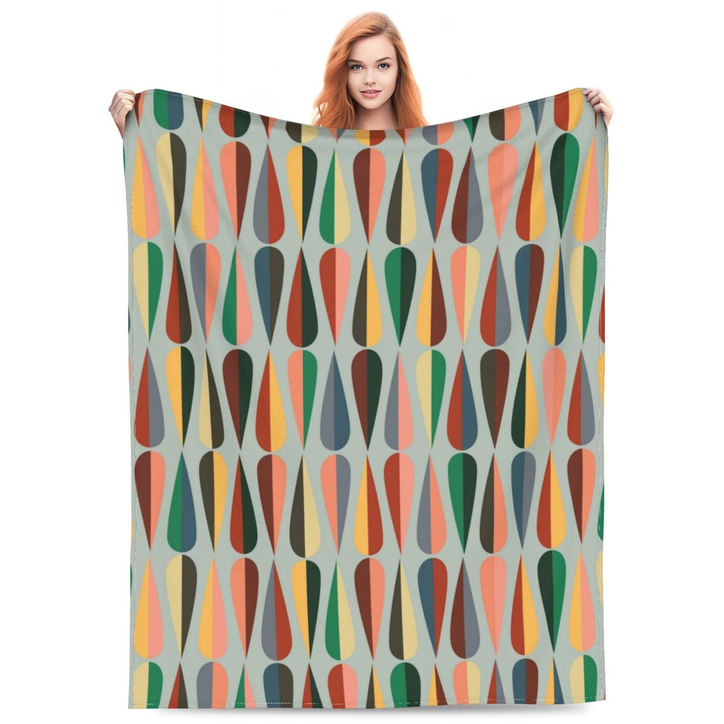 Mid Century Retro Abstract Throw Blanket Soft Cozy Plush Warm Fleece Blanket for Sofa Couch Bed 60"X50"