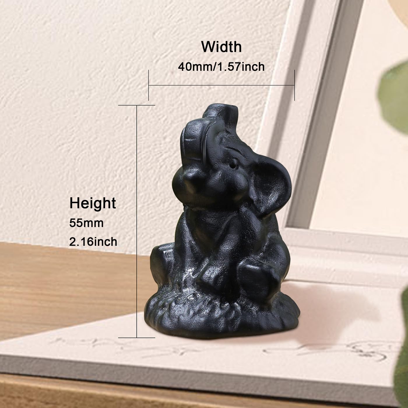 ZHIYUXI 2.2" Crystal Elephant Figurine, Black Crystal Elephant Statue Decor for Home Office Shelf, Housewarming Good Luck Gifts for Women Men, Small Sculpture for Desk & Living Room Decoration