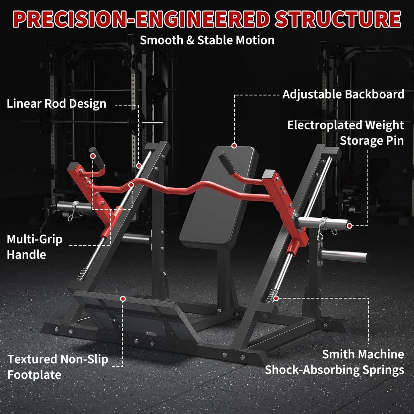 Garvee Linear Row Machine & Romanian Deadlift Station, Chest Supported T-Bar Row Machine for Home Gym, Plate Loaded Back Workout Equipment with Multi-Grip Handle & Adjustable Pad, 500 LBS Capacity