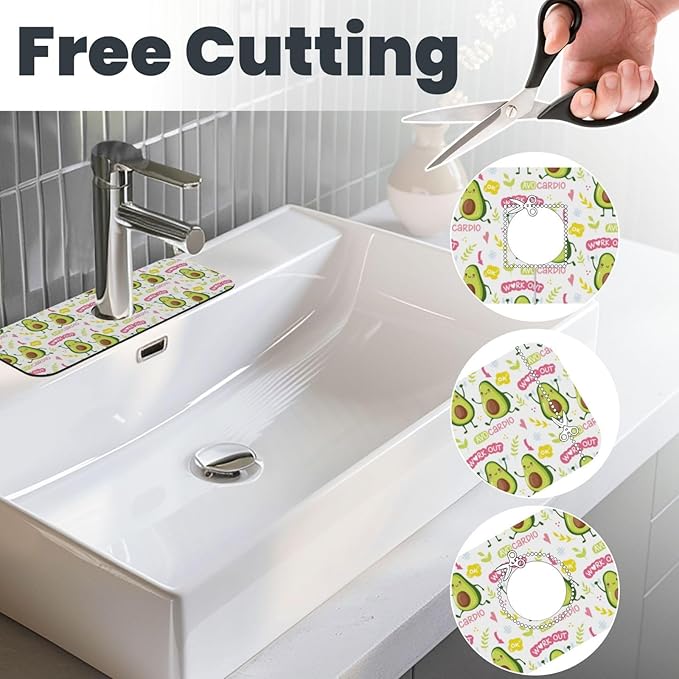 Cute Green Avocado Avocados Kawaii Kitchen Sink Splash Guard Faucet Mat Super